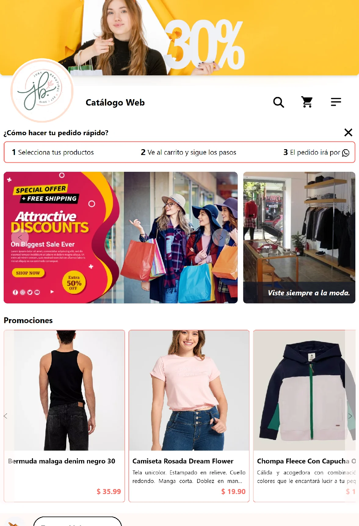 Web app catálogo ropa